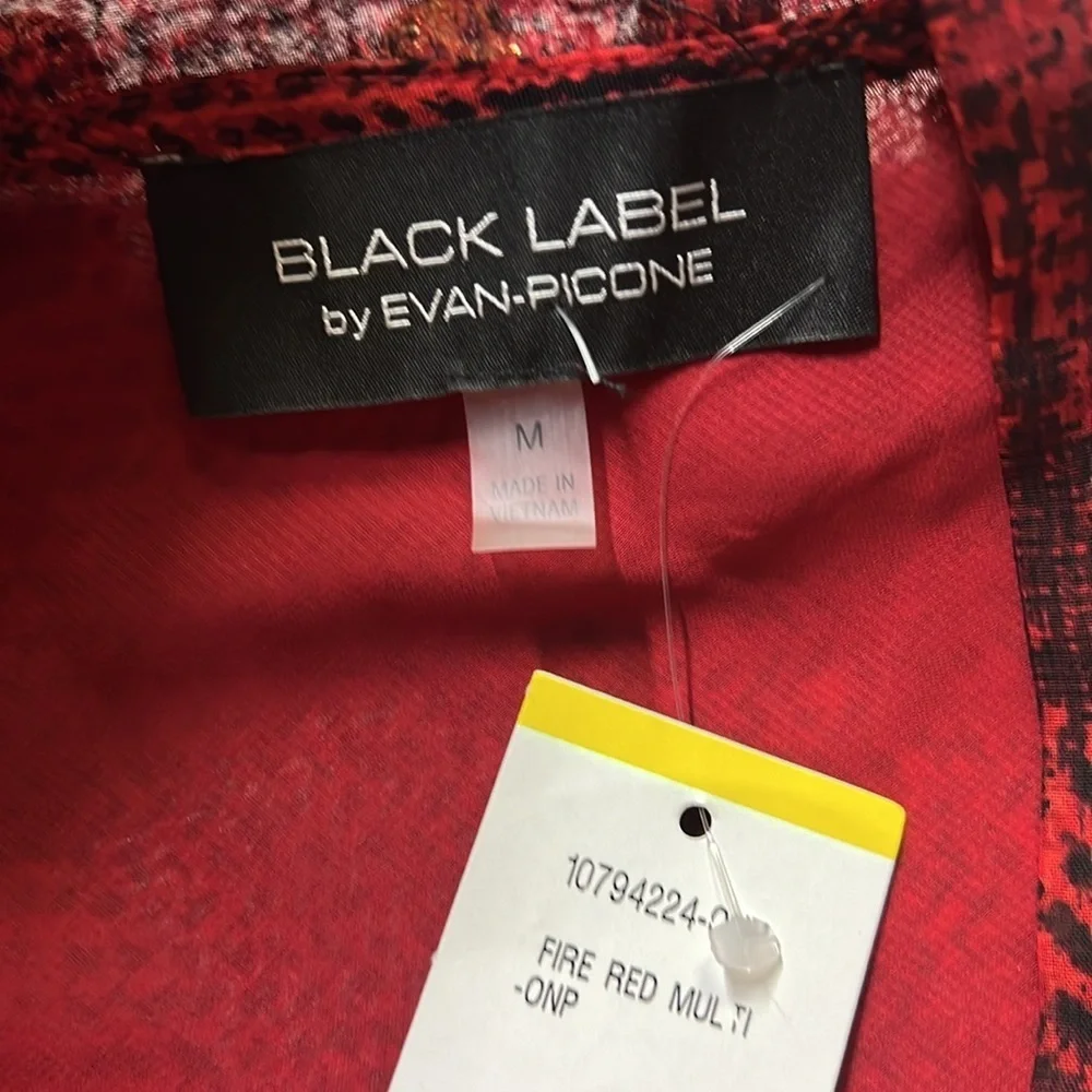 Black Label Evan Picone Tie Neck Blouse Red - Picture 4 of 5
